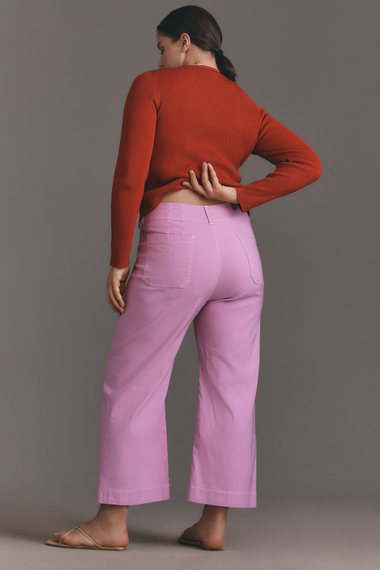 The Colette Crop Wide-Leg Pants by Maeve: Contrast-Stitch Edition