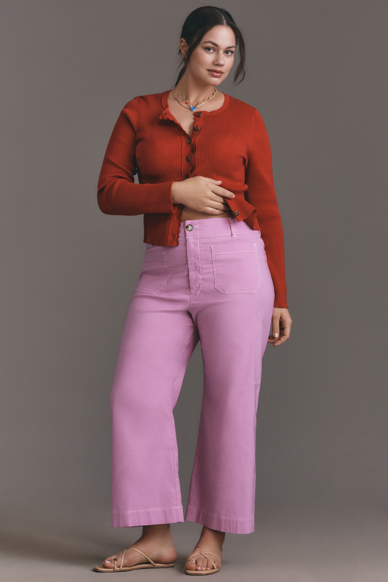 The Colette Crop Wide-Leg Pants by Maeve: Contrast-Stitch Edition