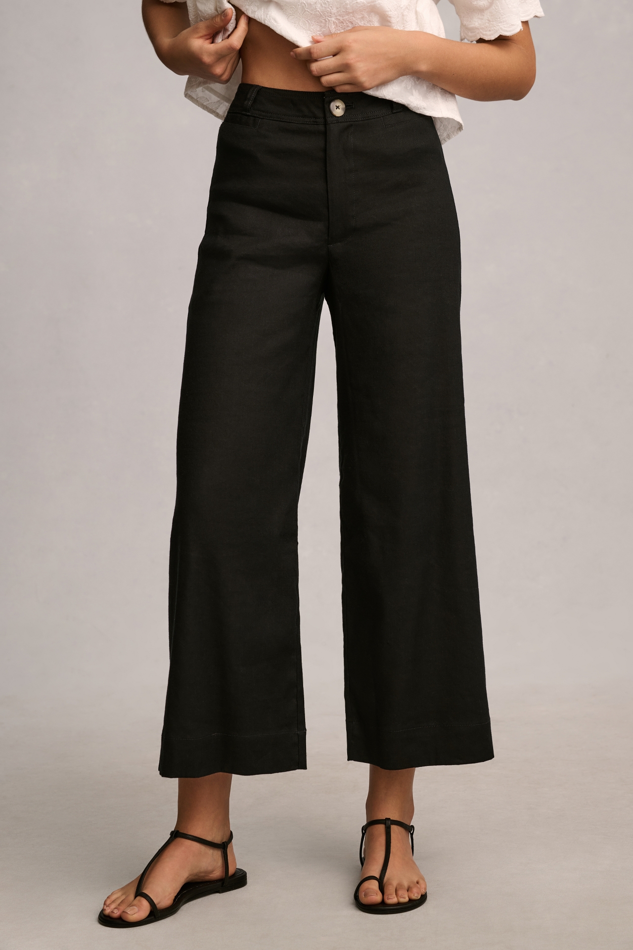 The Ettie High-Rise Crop Wide-Leg Pants by Maeve: Linen Edition