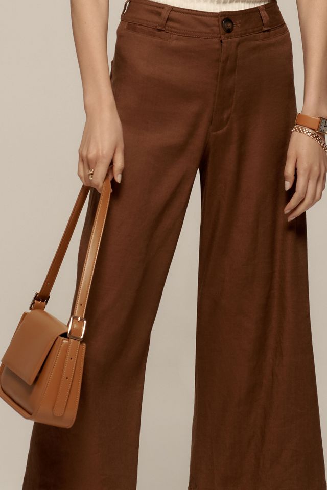 Maeve Ettie Hochtaillierte Weite Cropped-Hose: Leinen Edition #1