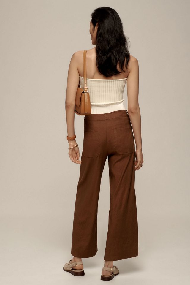 Maeve Ettie Hochtaillierte Weite Cropped-Hose: Leinen Edition #2