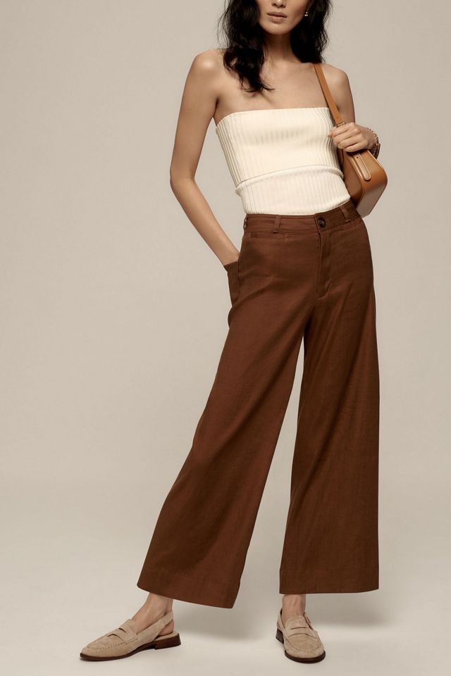 Maeve Ettie Hochtaillierte Weite Cropped-Hose: Leinen Edition #3