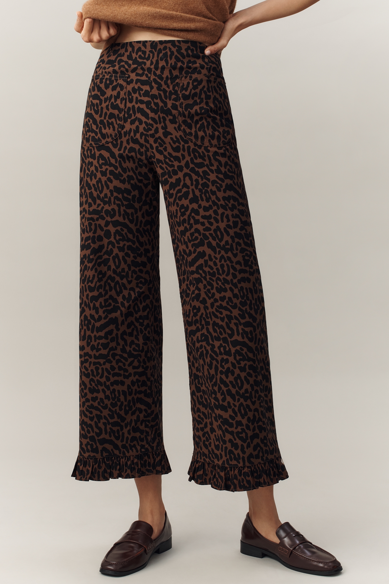 The Colette Ruffle-Hem Crop Wide-Leg Pants by Maeve