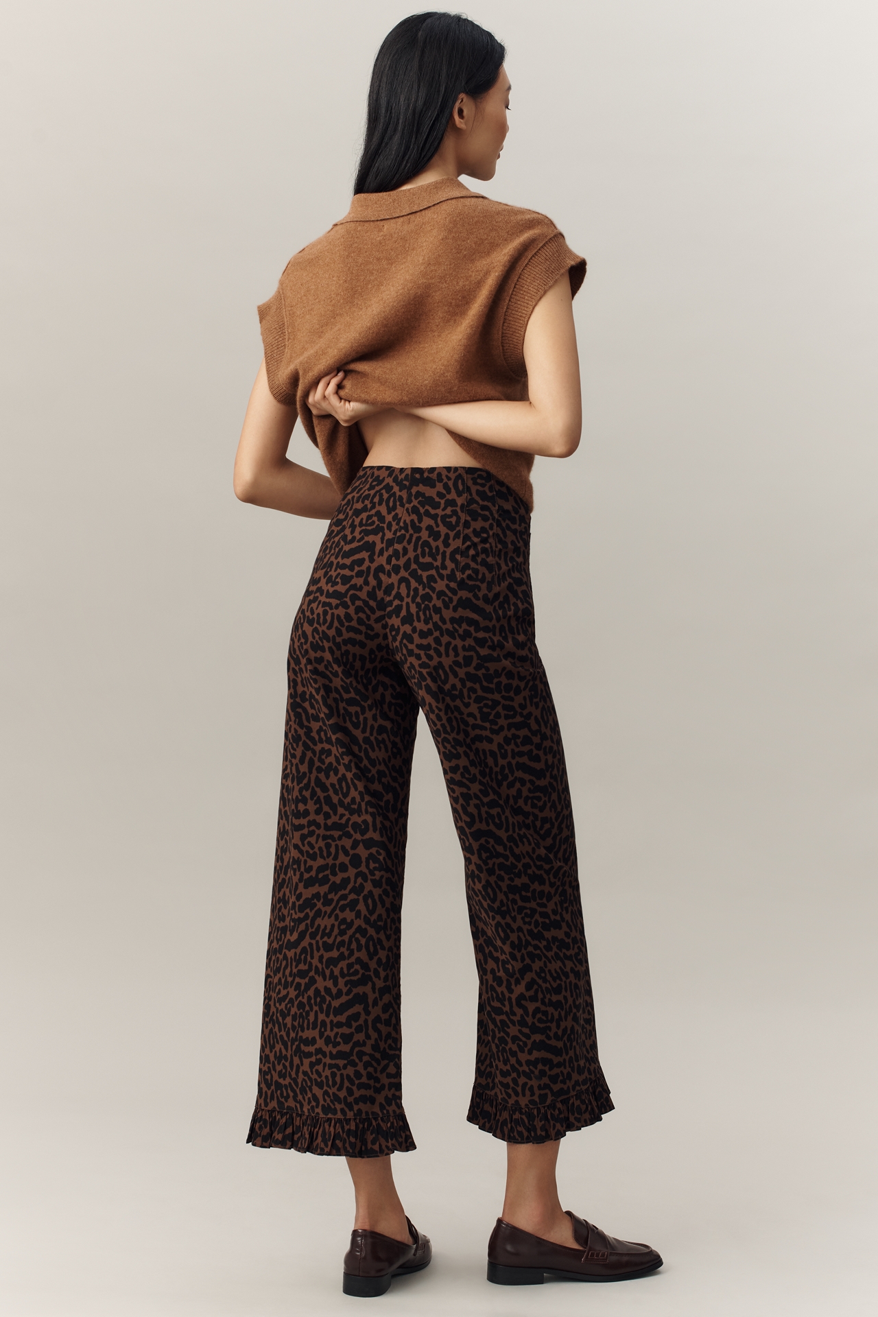 The Colette Ruffle-Hem Crop Wide-Leg Pants by Maeve