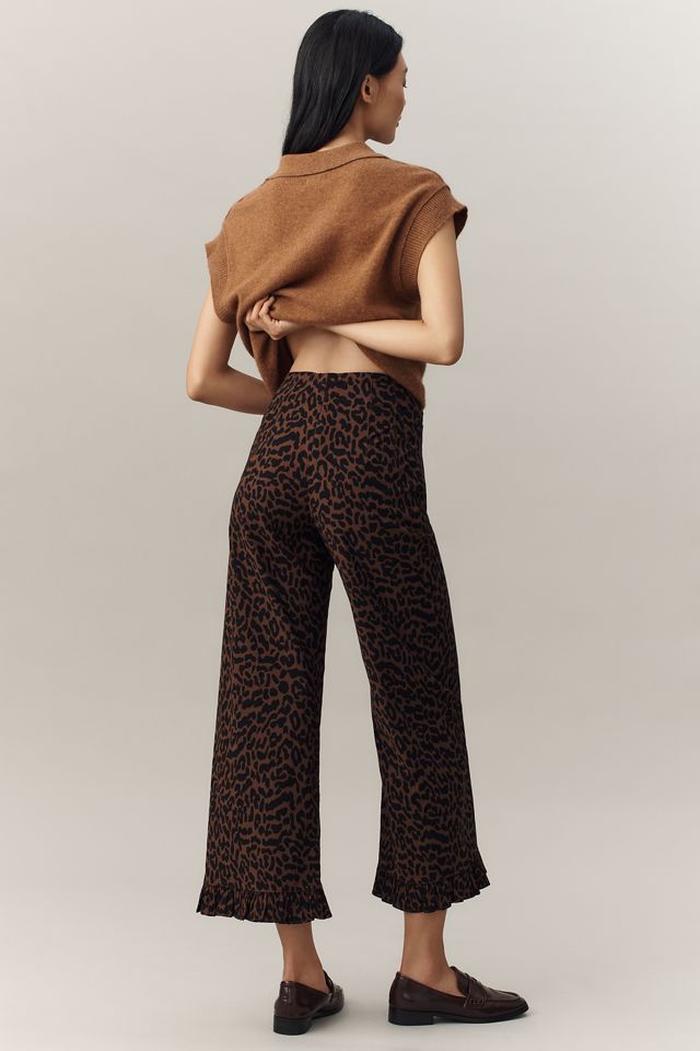The Colette Cropped High-Rise Wide-Leg Pants by Maeve: Gingham Magic Fabric Edition