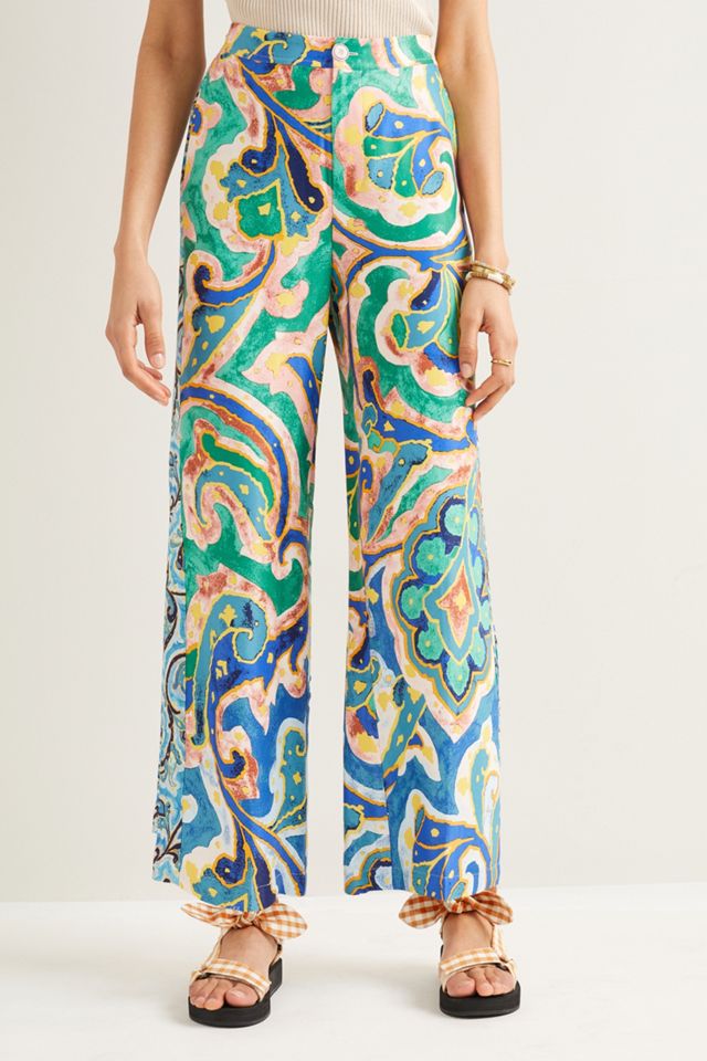 Maeve Rhiannon Satin Cropped Flare Pants #1