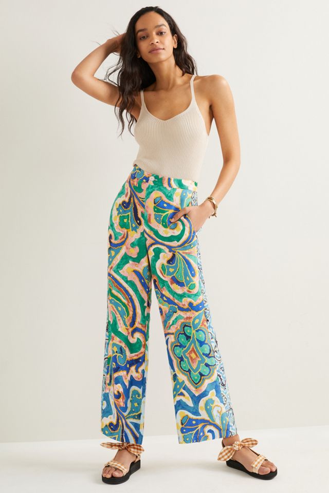 Maeve Rhiannon Satin Cropped Flare Pants #2