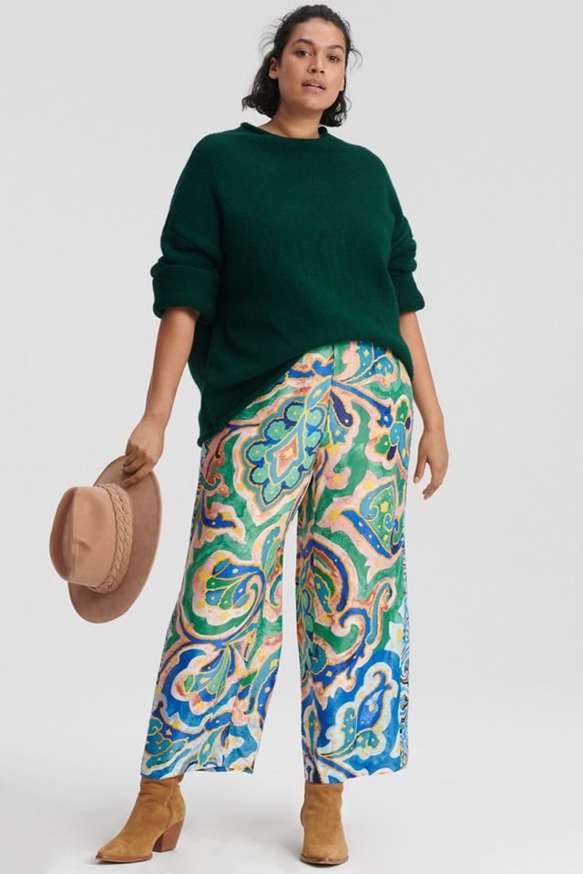 Maeve Rhiannon Satin Cropped Flare Pants #4
