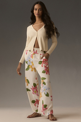 marjan pejolski マラヤンペジョスキ 刺繍タンクトップ ピンク The Saria Smocked Wide-Leg Pants by Maeve | Anthropologie