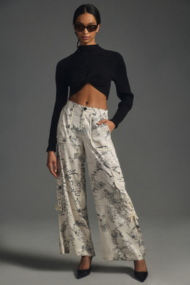 By Anthropologie Palazzo Utility Pants In White