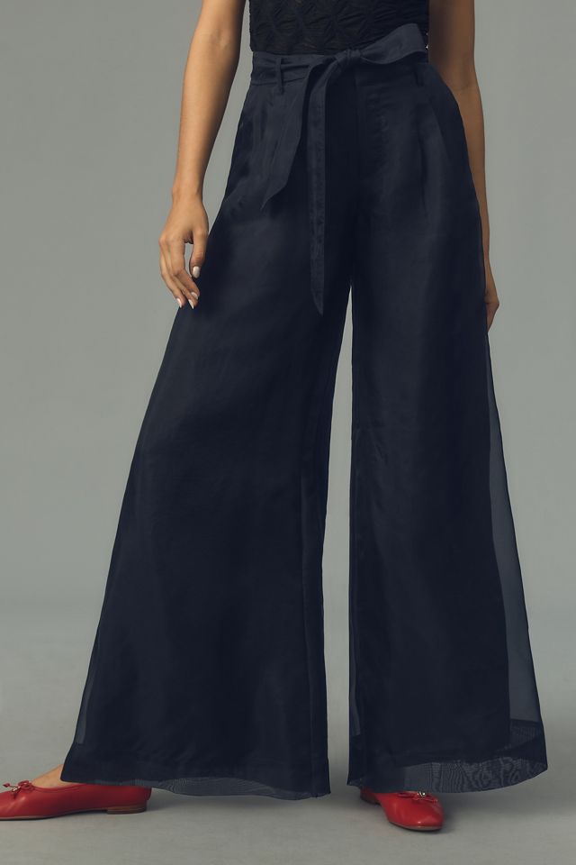By Anthropologie Silk Organza Wide-Leg Pants #1