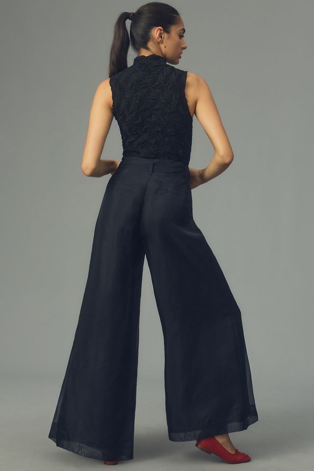By Anthropologie Silk Organza Wide-Leg Pants #2