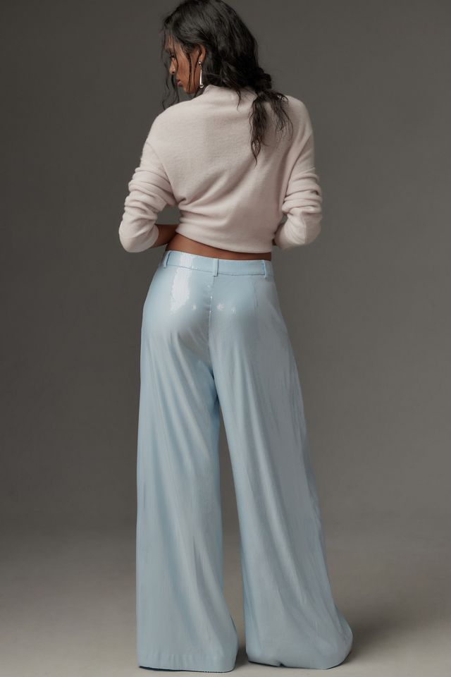 The Avery Pleated Wide-Leg Trousers by Maeve: Sequin Edition