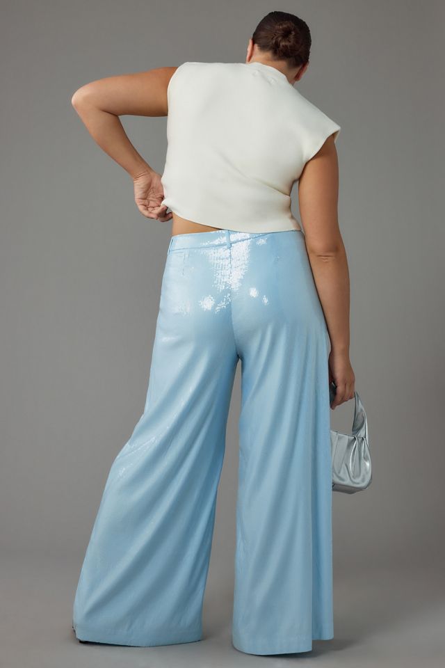 The Avery Pleated Wide-Leg Trousers by Maeve: Sequin Edition