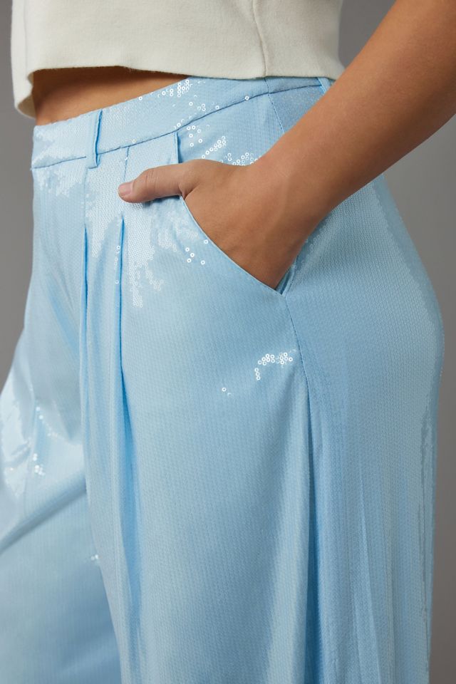 The Avery Pleated Wide-Leg Trousers by Maeve: Sequin Edition