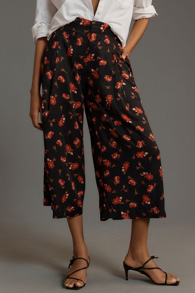 Maeve Printed Pleated A-Line Culottes #1