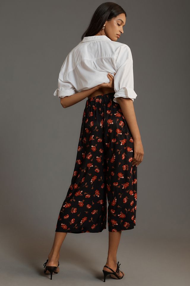 Maeve Printed Pleated A-Line Culottes #3