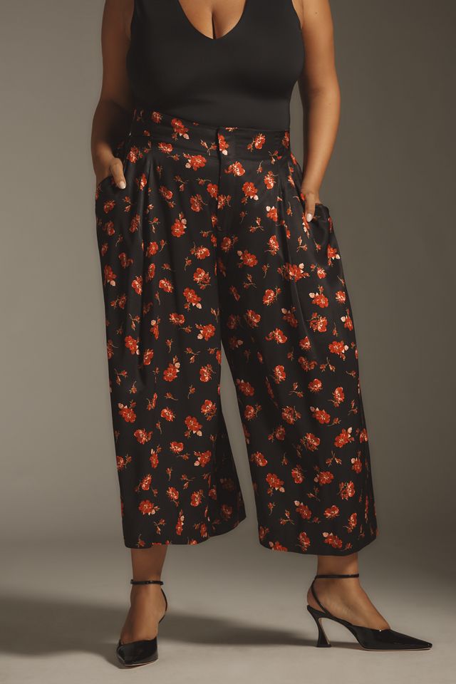 Maeve Printed Pleated A-Line Culottes #5