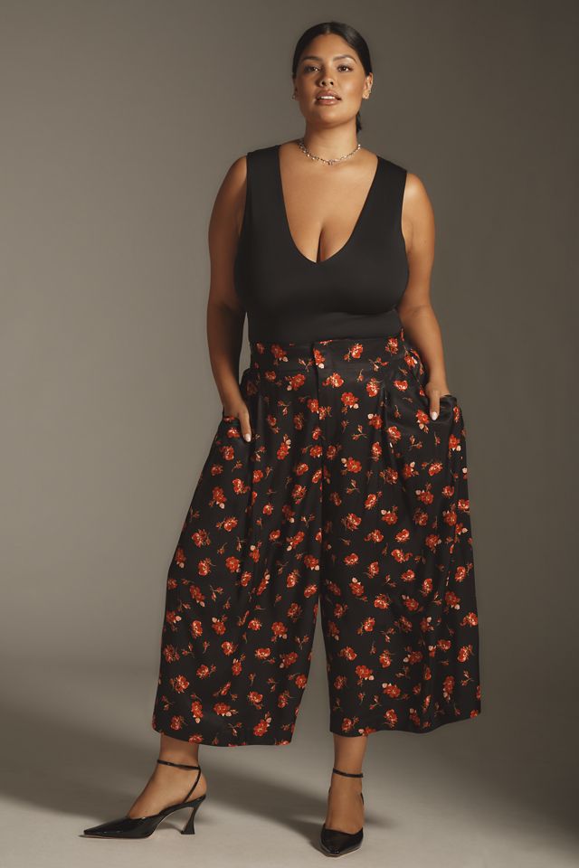 Maeve Printed Pleated A-Line Culottes #4