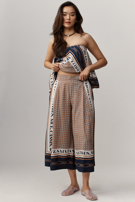 Maeve Printed Pleated A-Line Culottes