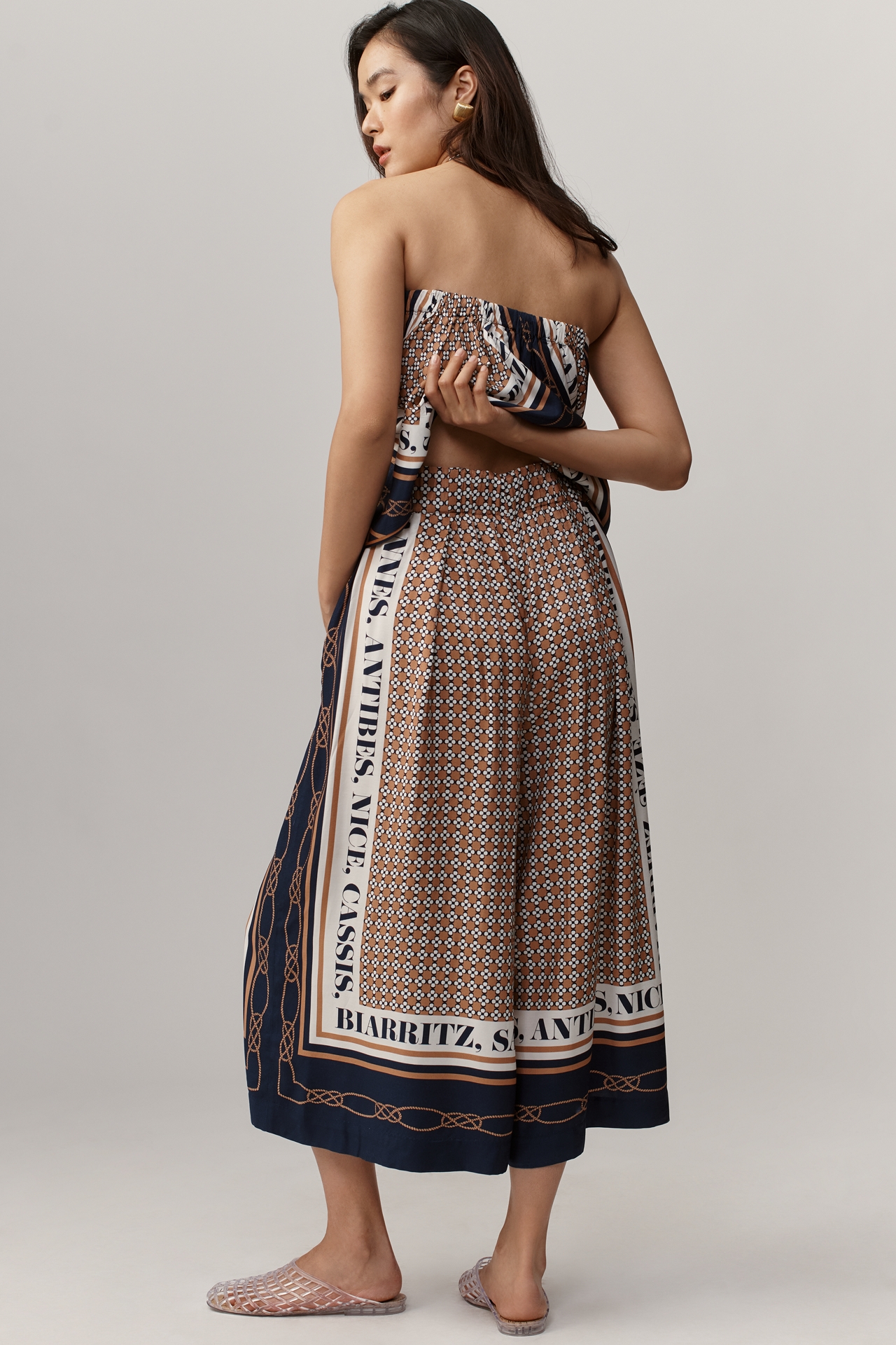 Maeve Printed Pleated A-Line Culottes