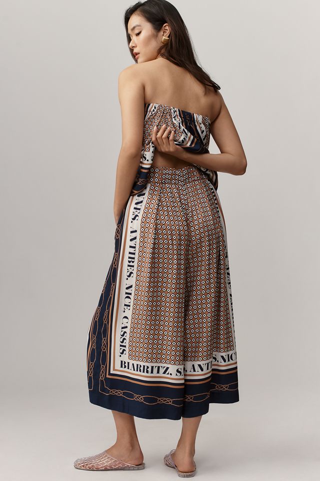 Maeve Printed Pleated A-Line Culottes #2