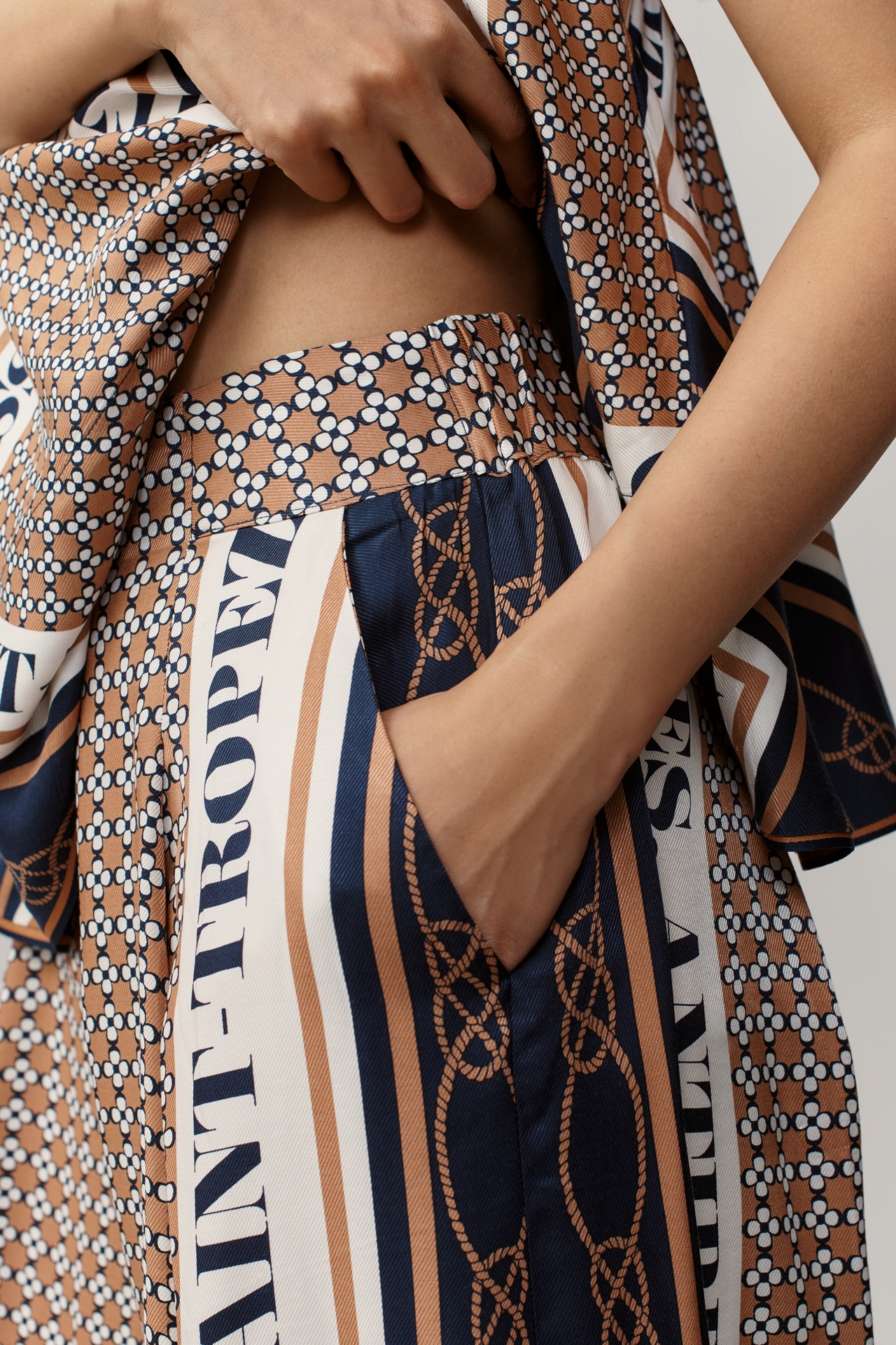 Maeve Printed Pleated A-Line Culottes