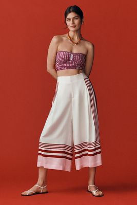 Maeve Printed Pleated A-Line Culottes