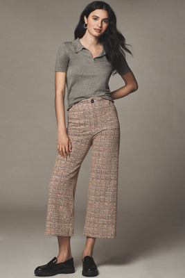 Maeve The Colette Cropped Wide-leg Pants By : Tweed Edition In Pink