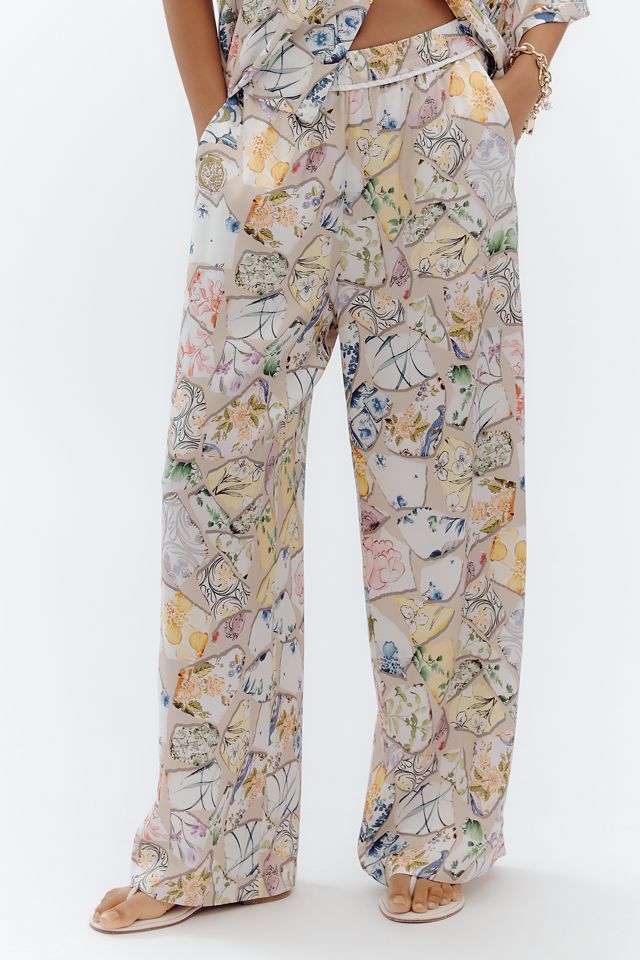 Maeve Low-Slung Printed Wide-Leg Pants