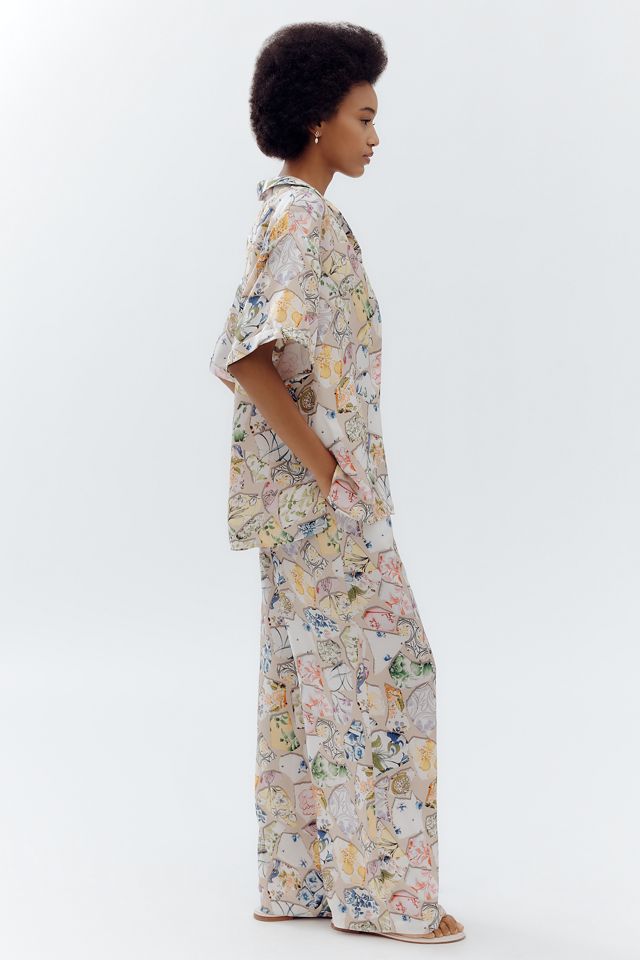 Maeve Low-Slung Printed Wide-Leg Pants