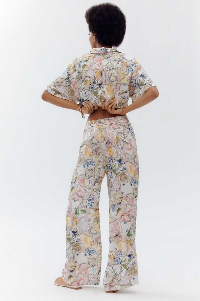 Maeve Low-Slung Printed Wide-Leg Pants