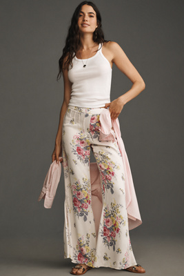 Floral Lace Silky Flare Pants