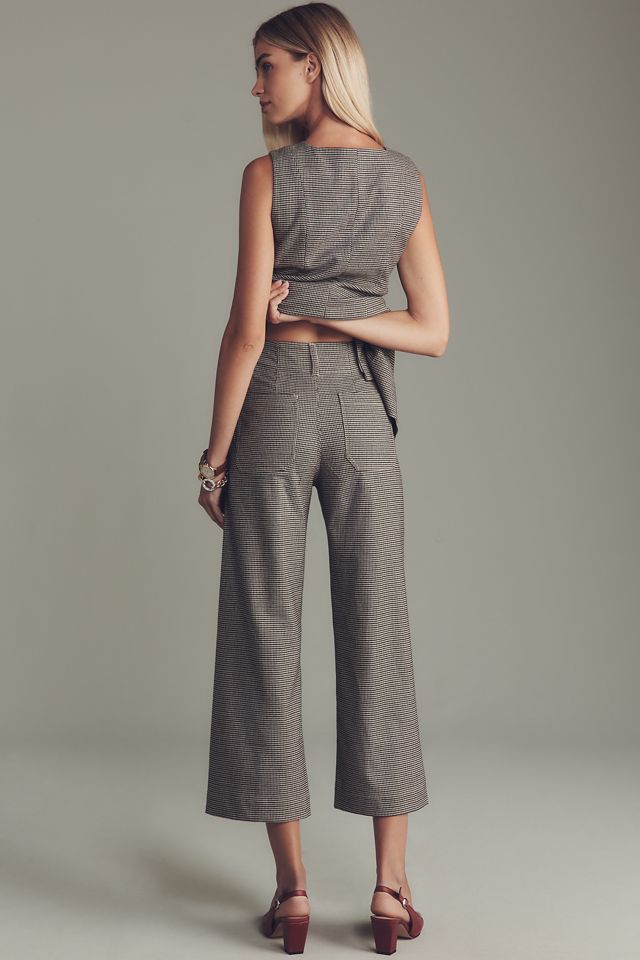 I Pantaloni Crop a Gamba Larga Colette Pied de Poule di Maeve #1