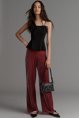By Anthropologie The Tilda Velvet Pants In Red