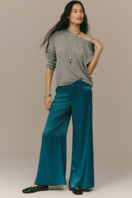 The Adi Silky Mid-Rise Flare Trousers by Pilcro