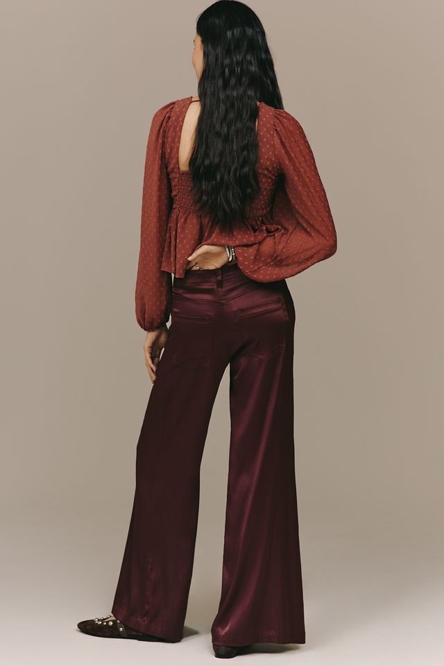 Le Pantalon Évasé Taille Mi-Haute Adi Soyeux par Pilcro #1