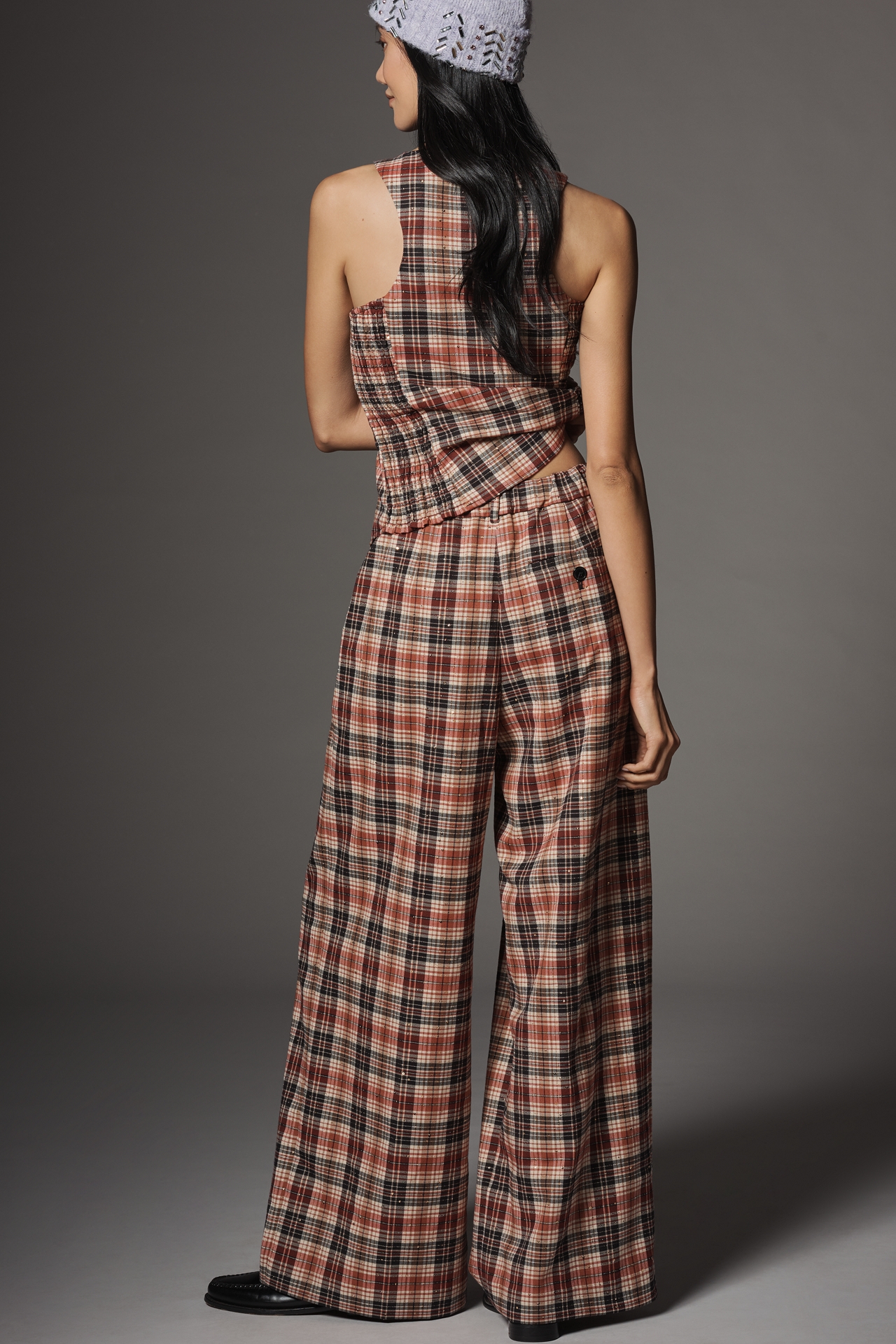 The Avery Sparkle Pleated Wide-Leg Trousers by Maeve