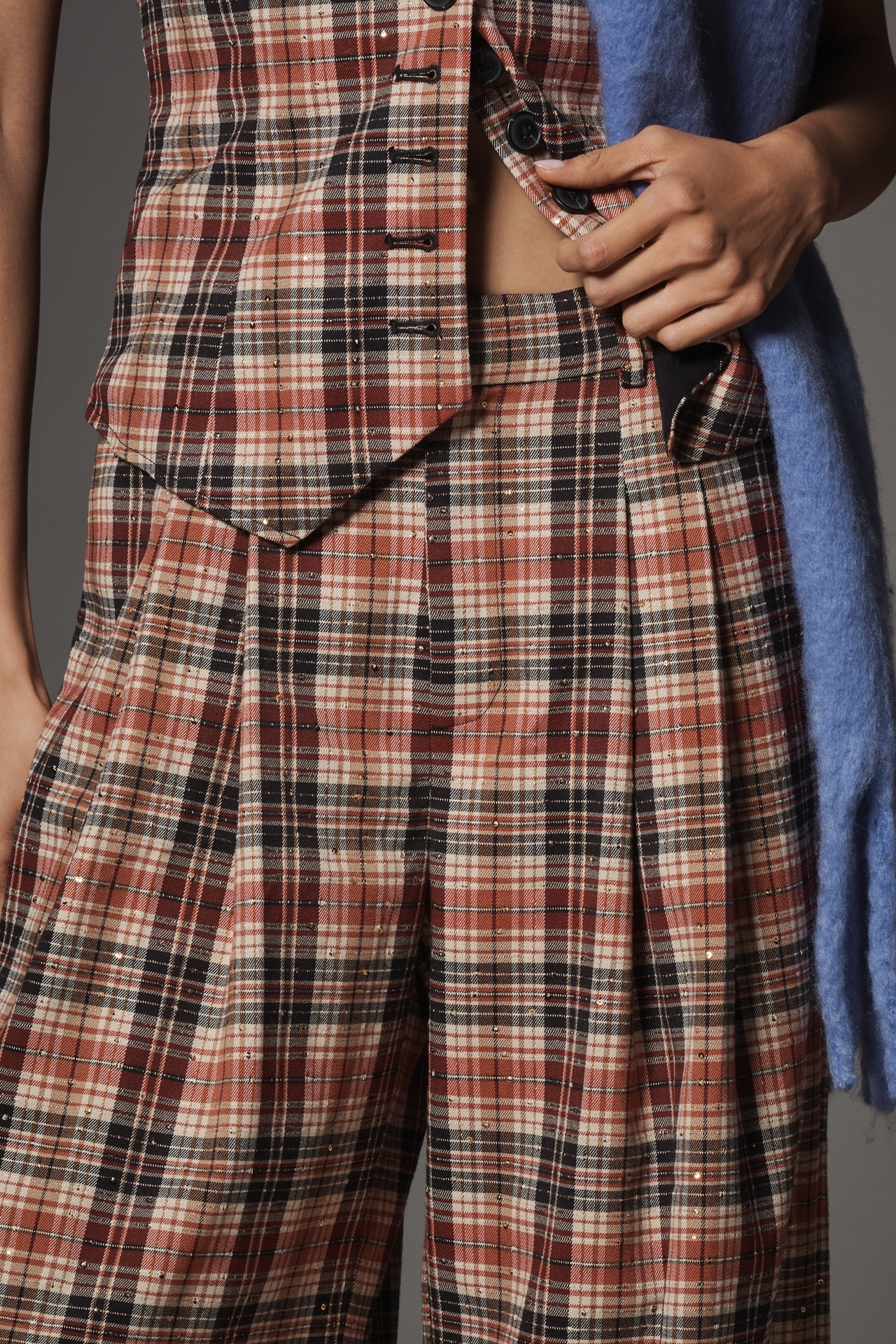 The Avery Sparkle Pleated Wide-Leg Trousers by Maeve