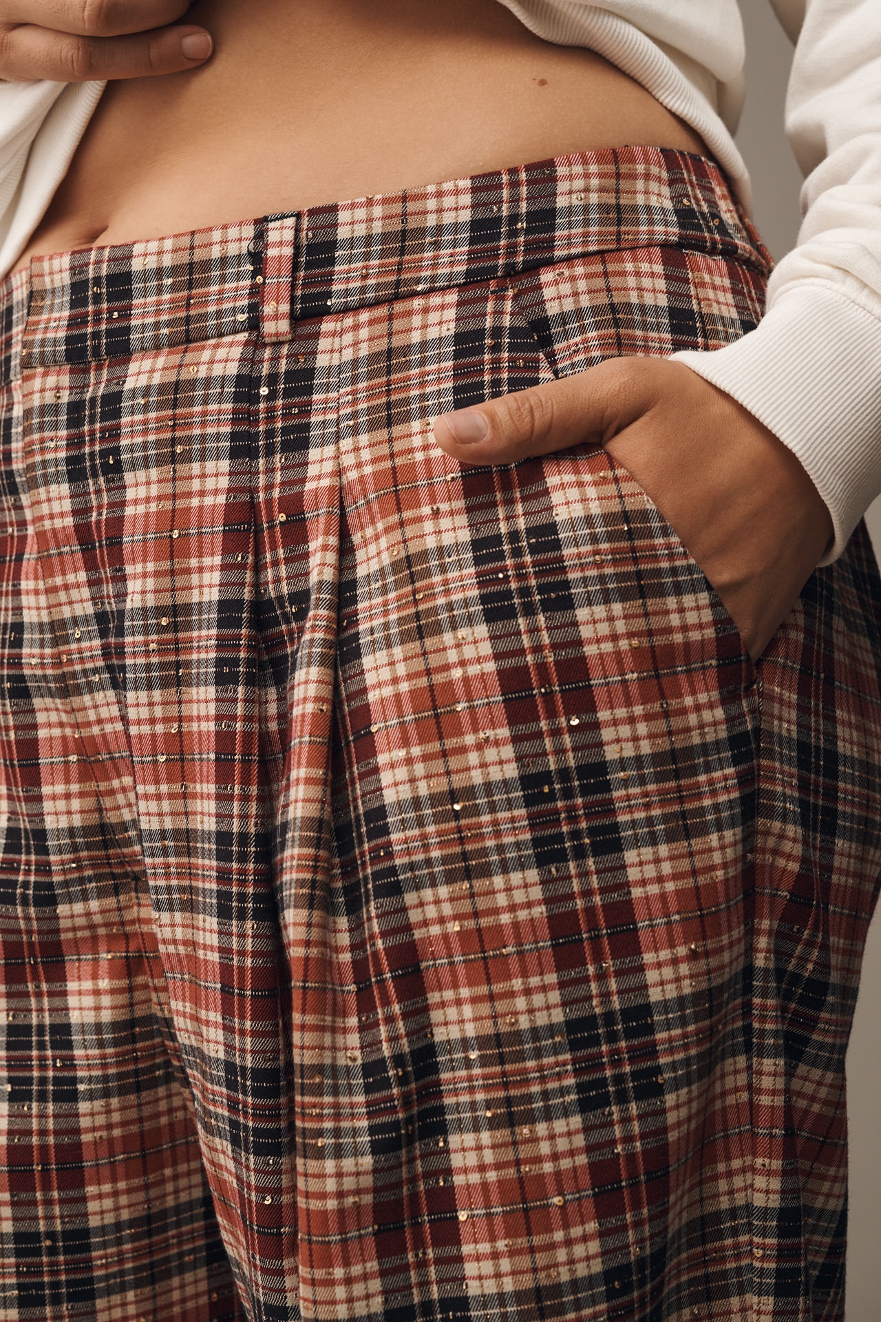 The Avery Sparkle Pleated Wide-Leg Trousers by Maeve