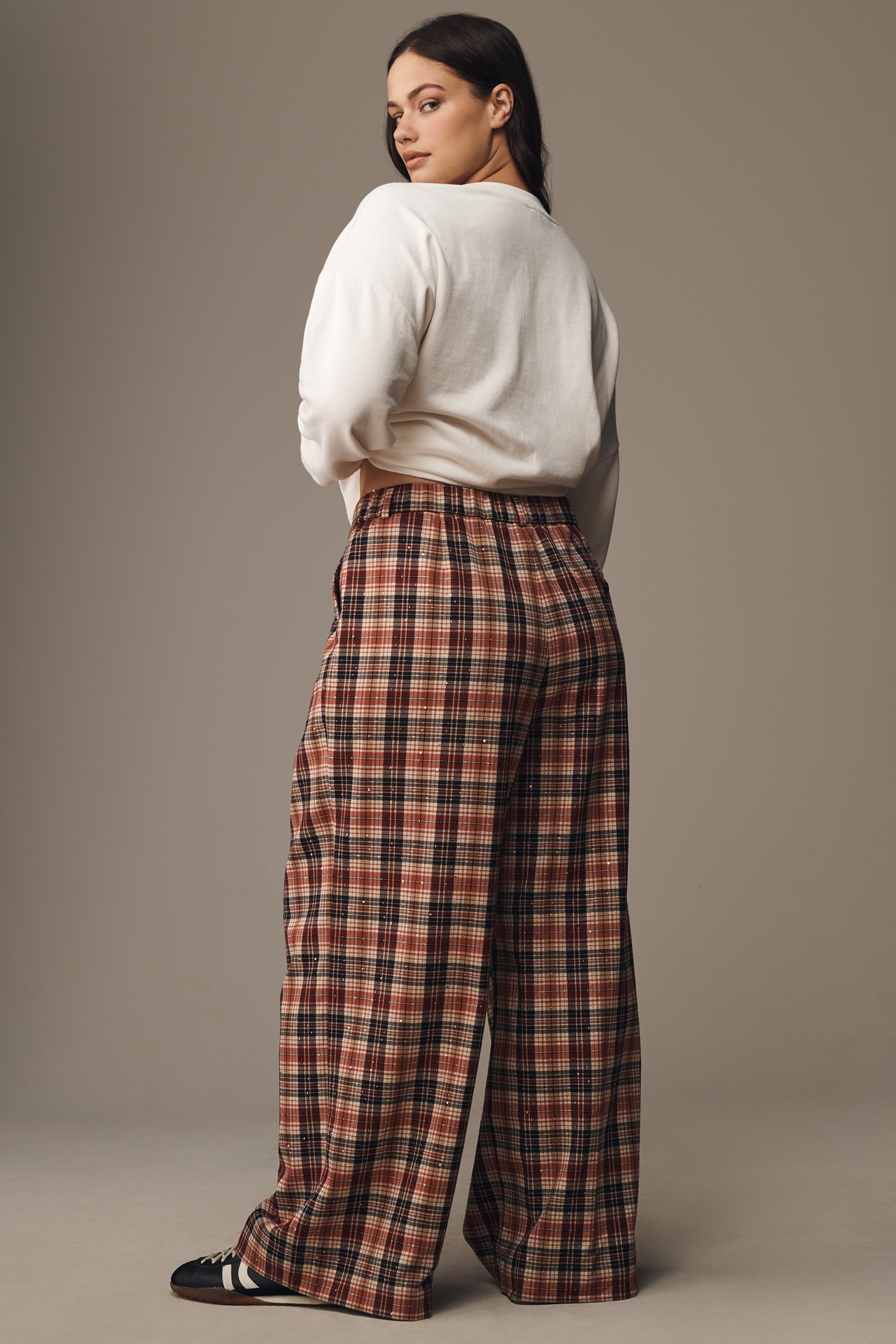 The Avery Sparkle Pleated Wide-Leg Trousers by Maeve