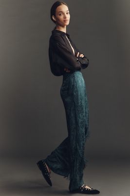 By Anthropologie Patterned Fringe Trouser Pants