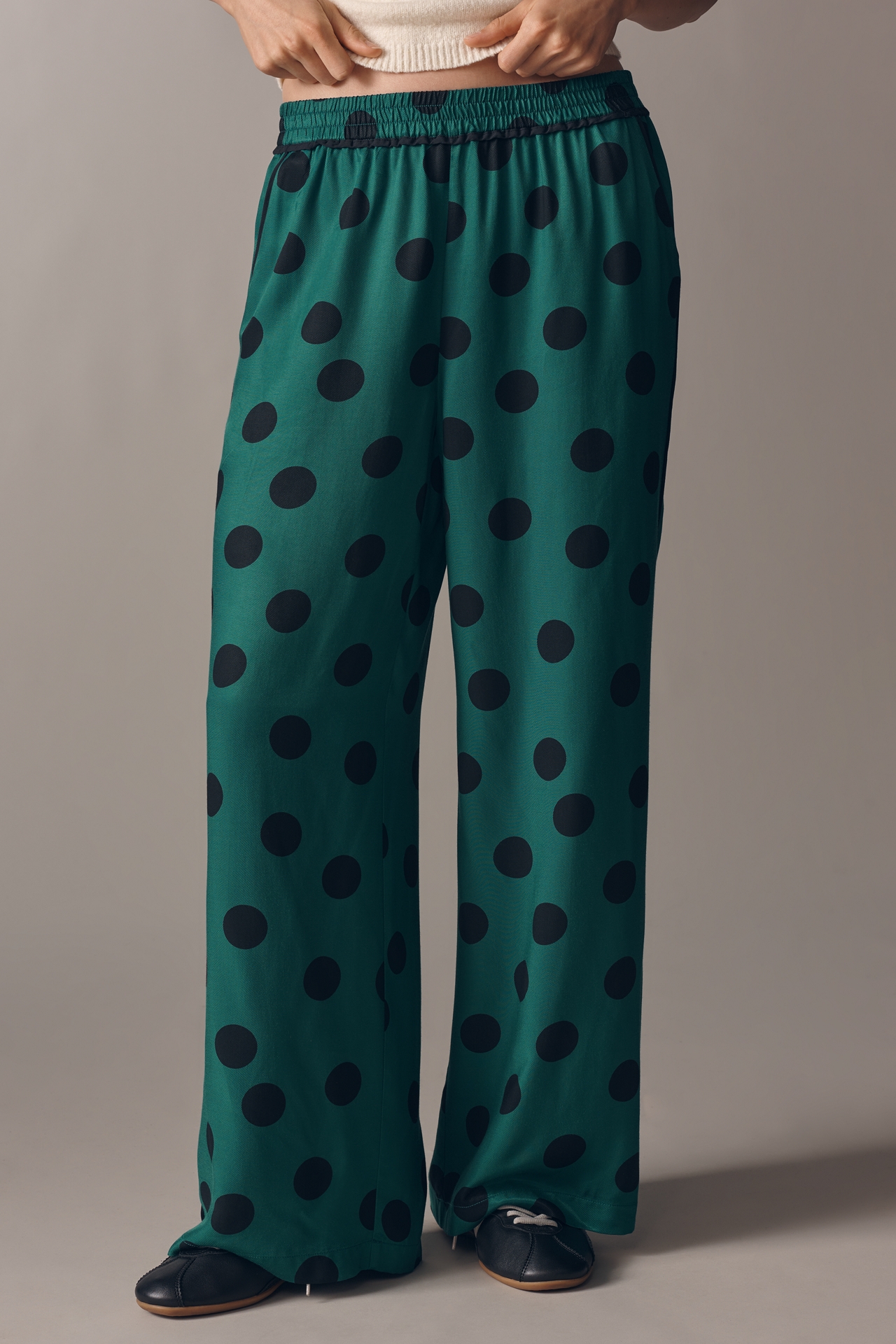 The Brooklin Printed Wide-Leg Pull-On Pants by Maeve