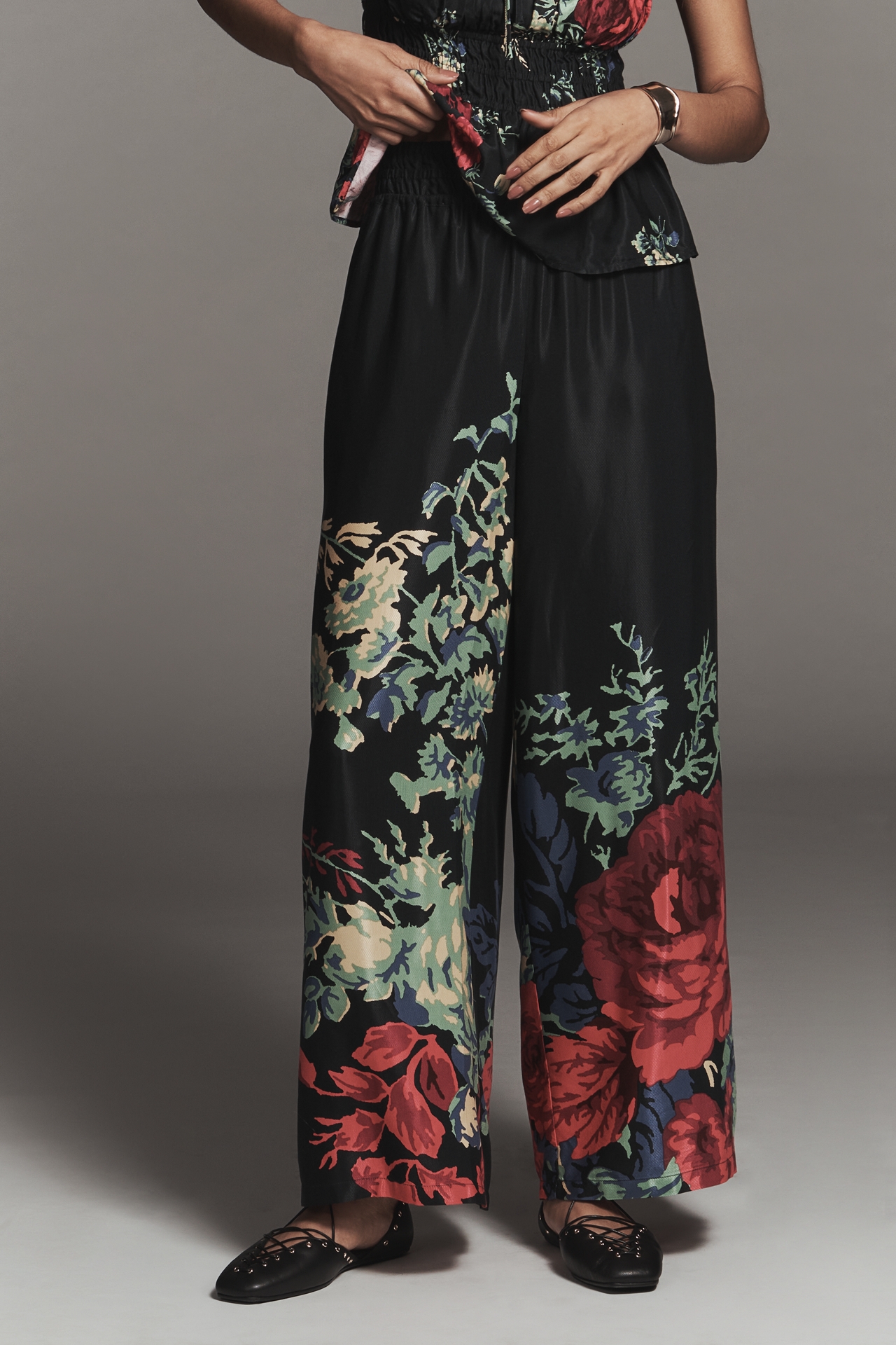 The Somerset Silky Printed Wide-Leg Pull-On Pants