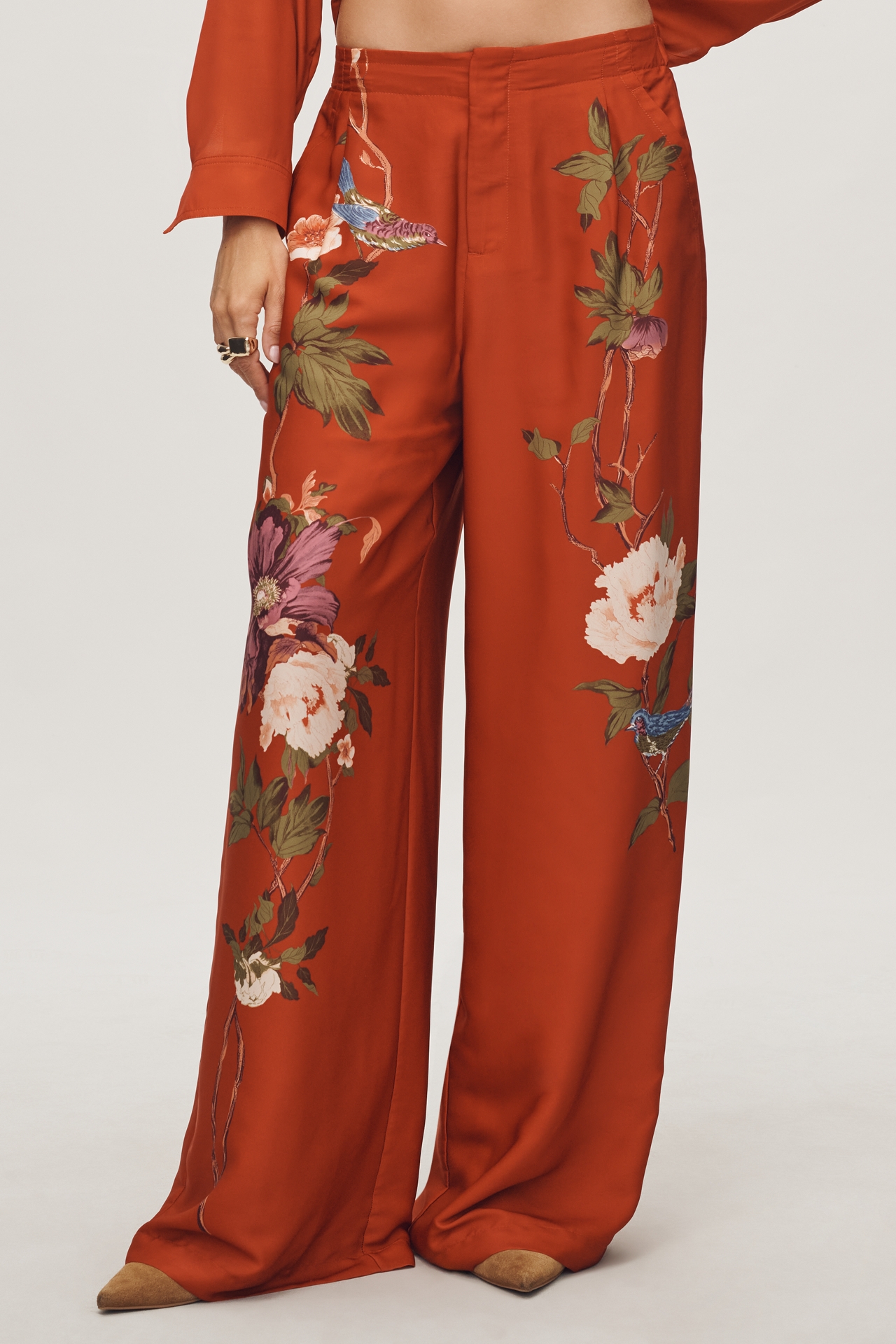 By Anthropologie Silky Printed Trousers