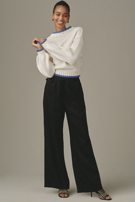 Maeve The Brooklin Linen Tie-front Pull-on Pants By  In Black