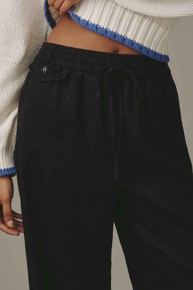 The Brooklin Linen Tie-Front Pull-On Pants by Maeve #1