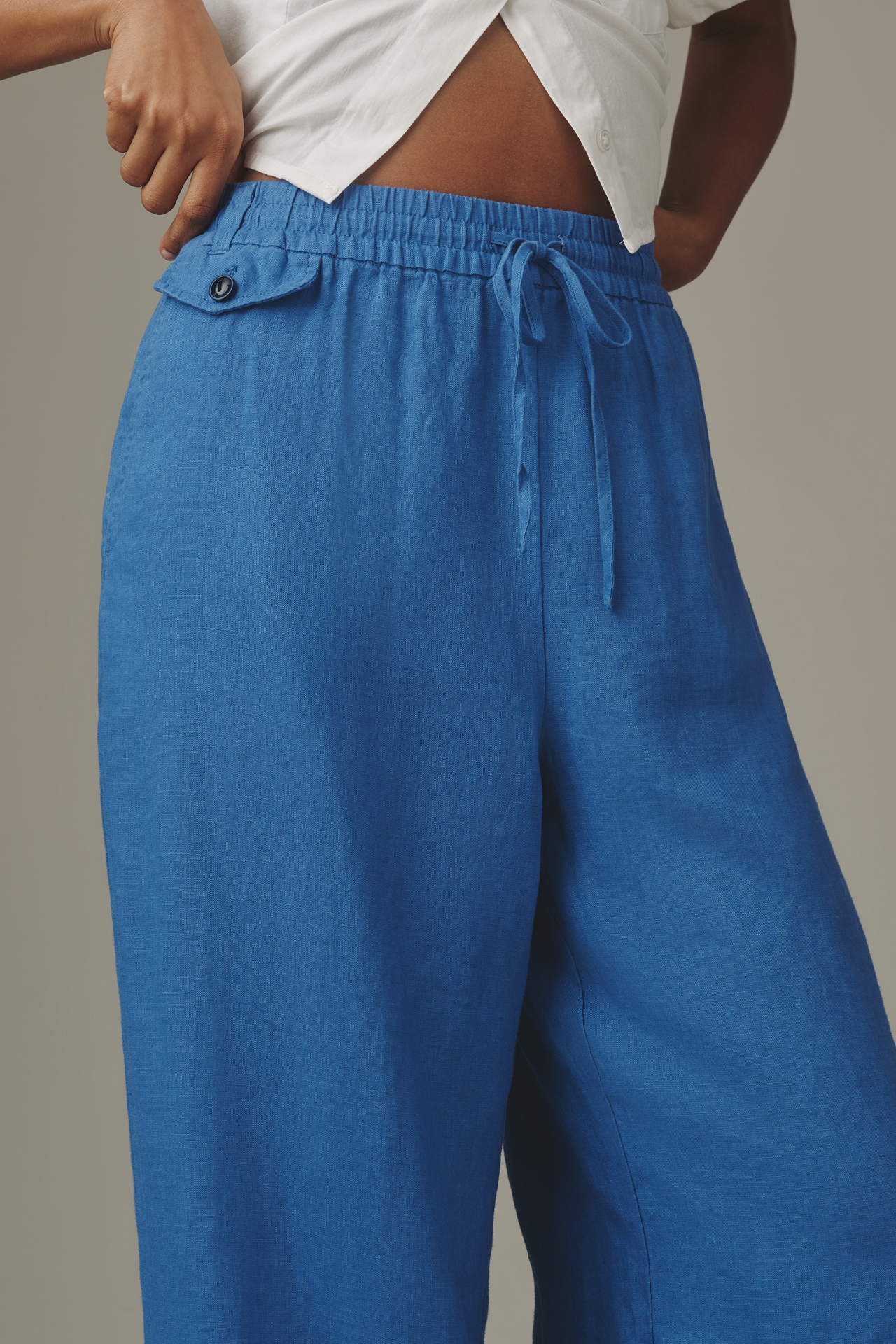 The Brooklin Linen Tie-Front Pull-On Pants by Maeve
