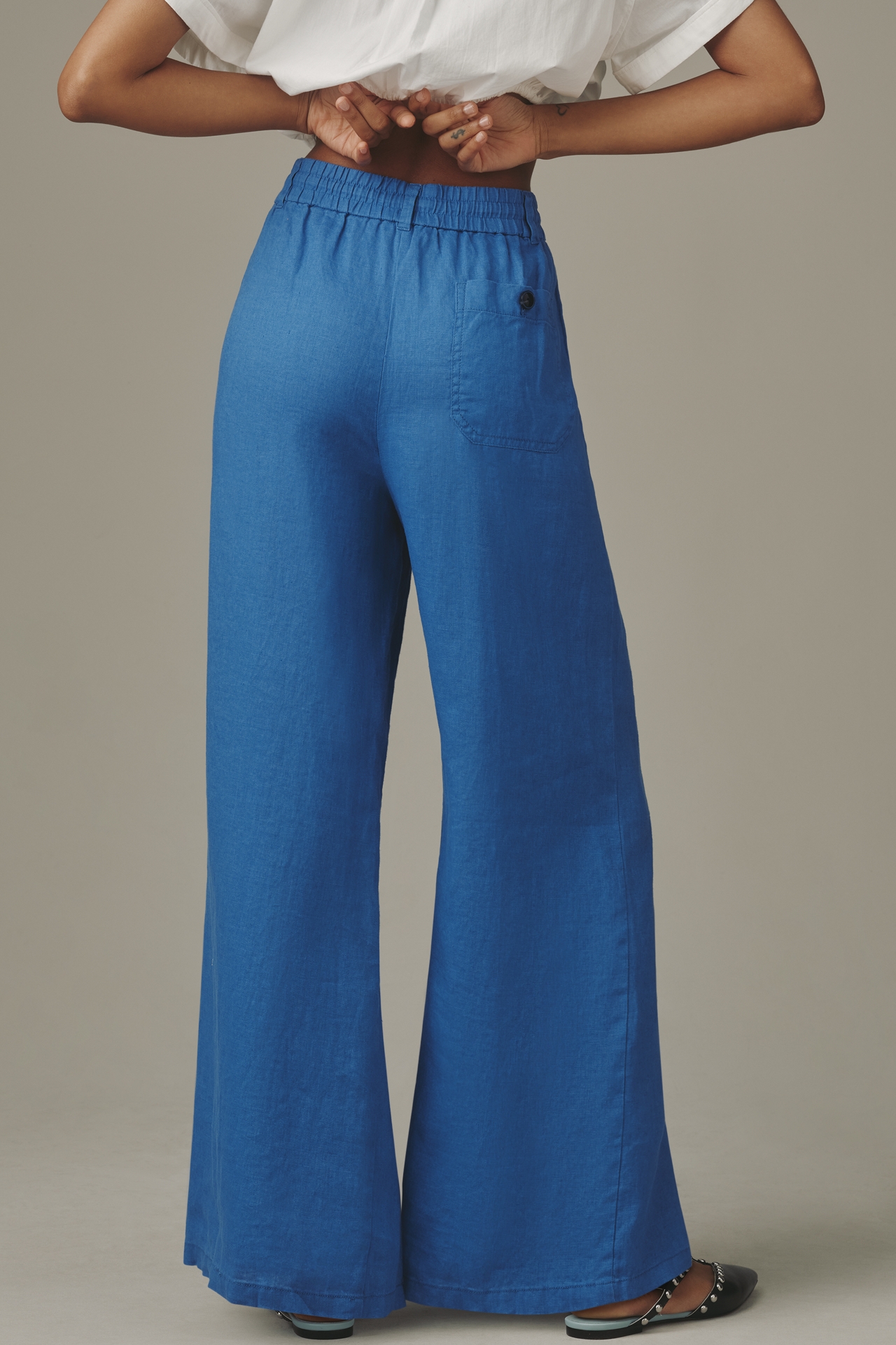 The Brooklin Linen Tie-Front Pull-On Pants by Maeve