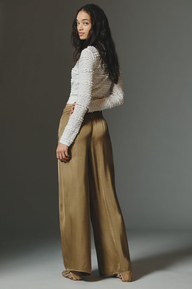 Maeve Draped Wide-Leg Pull-On Pants #2